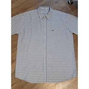 Anchor Blue Plaid Button Down‎ Shirt Short Sleeve Casual XL